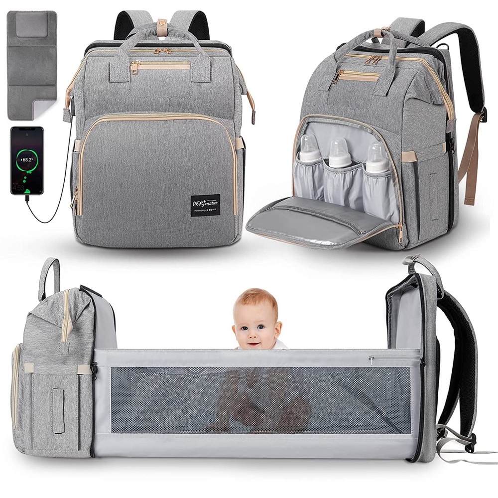 Derjunstar Diaper Backpack, changing station, portable crib